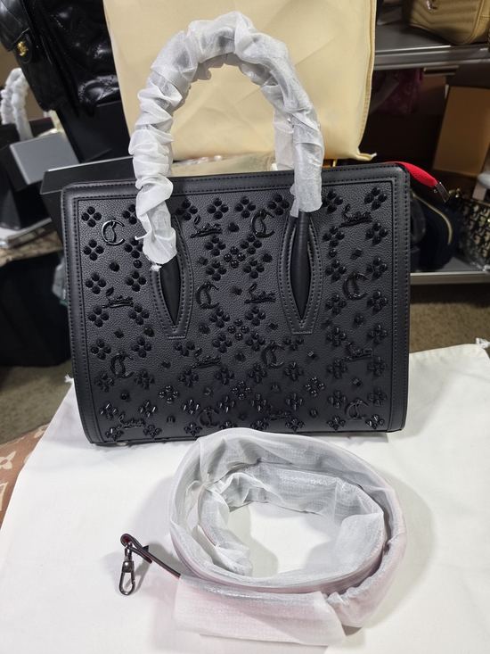 The Unbranded Brand Handbags - Embroidered Floral Black Satchel with Detachable Strap